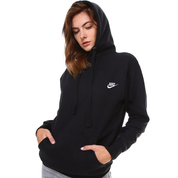 NEW UNISEX NIKE BLACK CLASSIC LOGO PULLOVER HOODIE - Picture 1 of 7
